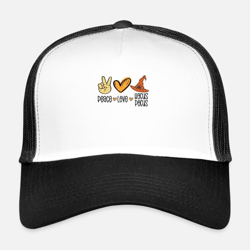 Peace Love Hocus Pocus Halloween Hippie Friede Trucker Cap