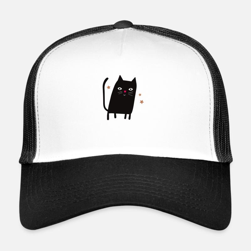 Katze - Trucker Cap - Weiß/Schwarz