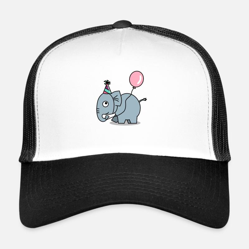Elefant Geburtstagsparty Partyhut - Trucker Cap - Weiß/Schwarz