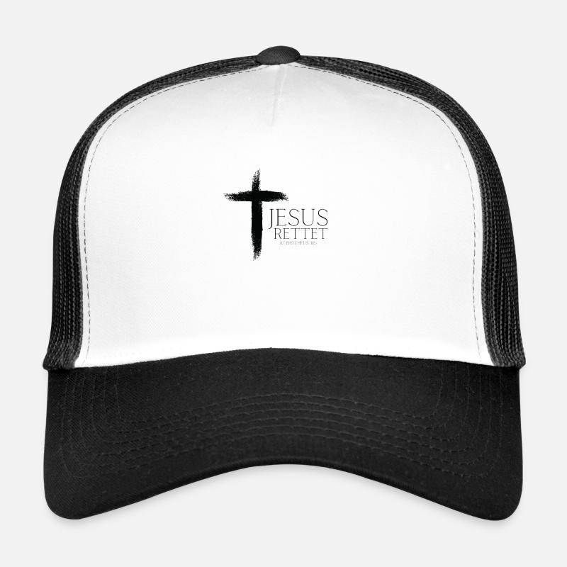 Jesus Rettet - Trucker Cap - Weiß/Schwarz