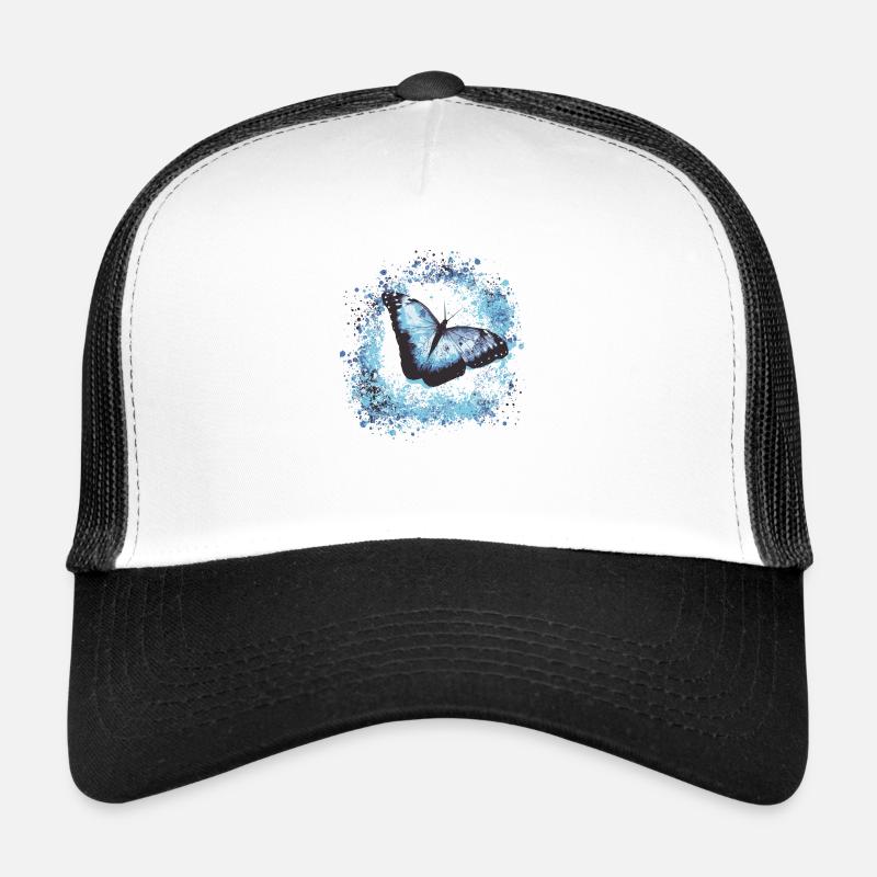papillon ,bleu ,graffiti,turquoise,peinture Casquette trucker 