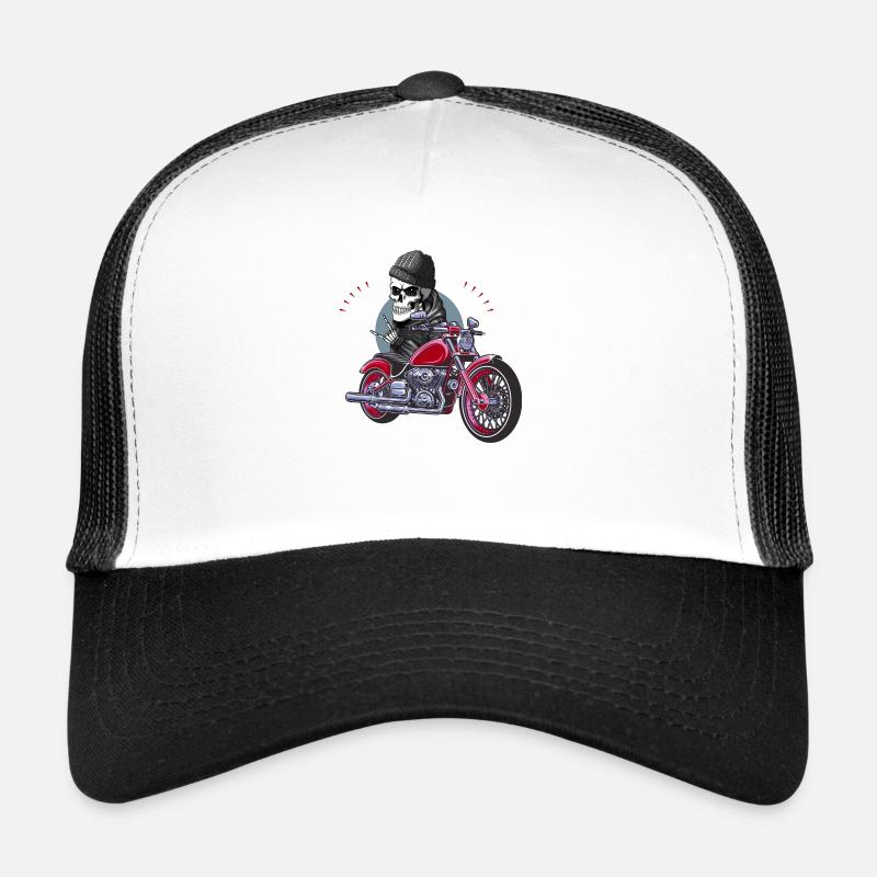 Skull, Rock n Roll and Motorcycle Trucker Cap