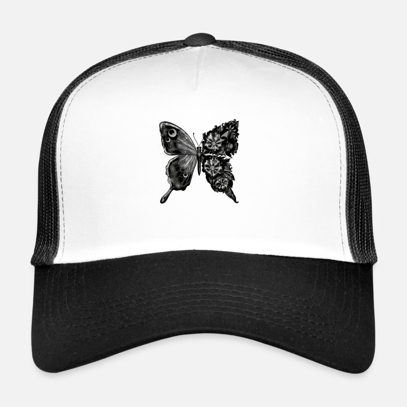 Schmetterling - Trucker Cap - Weiß/Schwarz