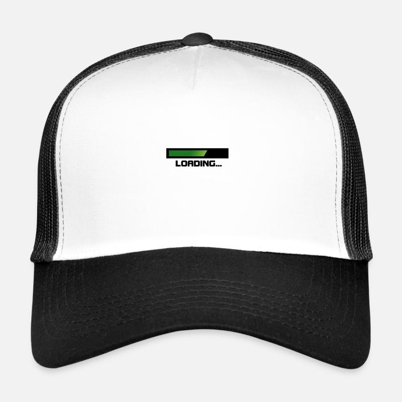 Barre verte de Loading - Casquette trucker  - blanc/noir