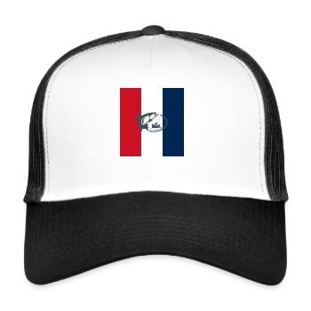 Drapeau français de la pêche - pêcheur français - Casquette trucker  - blanc/noir - Devant