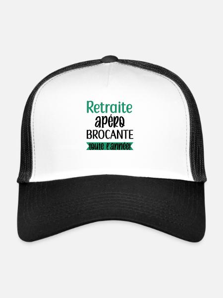 Retraite apéro brocante toute l'année - Casquette trucker  - blanc/noir - Devant