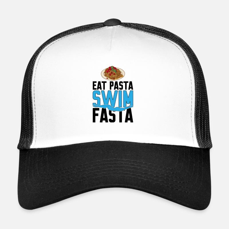 Eat Pasta Swim Fasta 10 - Trucker Cap - Weiß/Schwarz