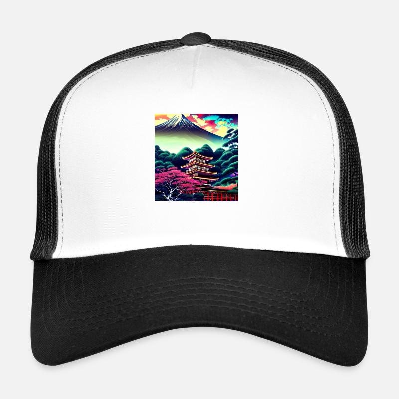 Japanese Anime Style Image in Ukiyo-e Style Trucker Cap