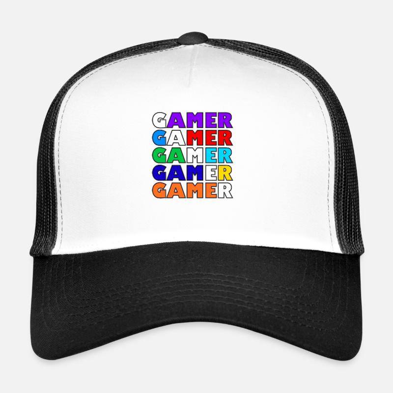 Gamer blanc multicolore retro Casquette trucker 