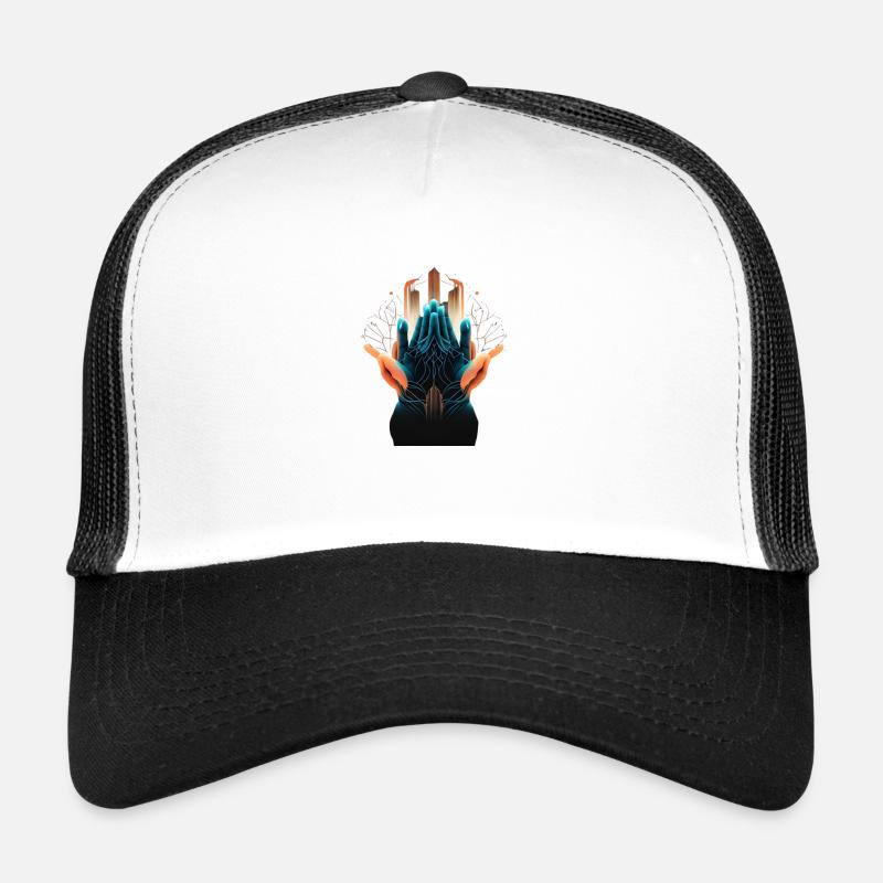 Main 3 - Casquette trucker  - blanc/noir