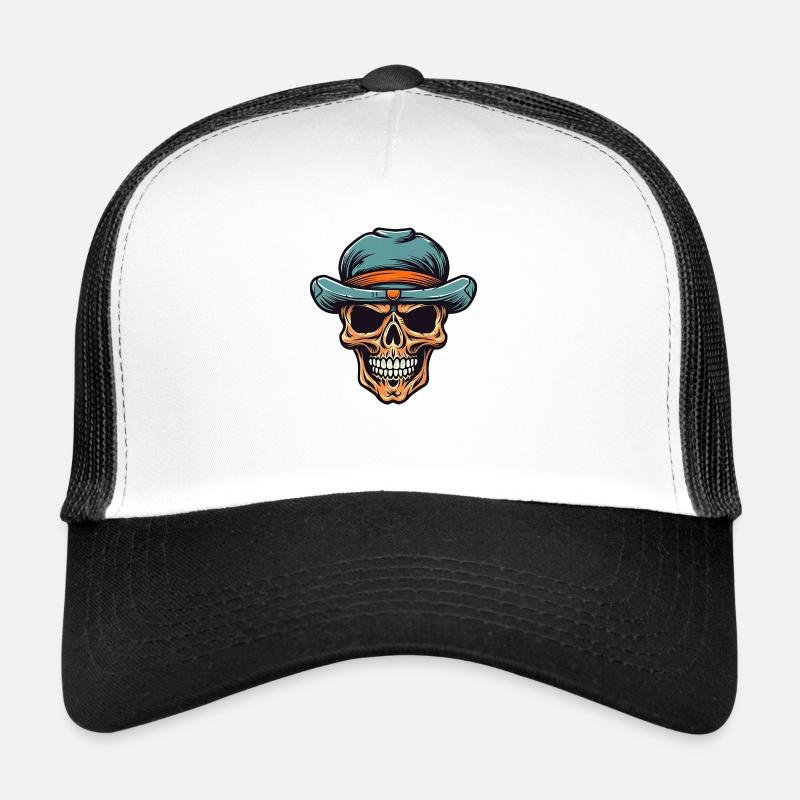 Skull and crossbones with hat - Trucker Cap - white/black