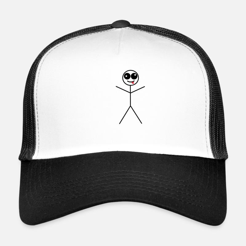 Lustiges Strichmännchen / Stickman - Trucker Cap - Weiß/Schwarz
