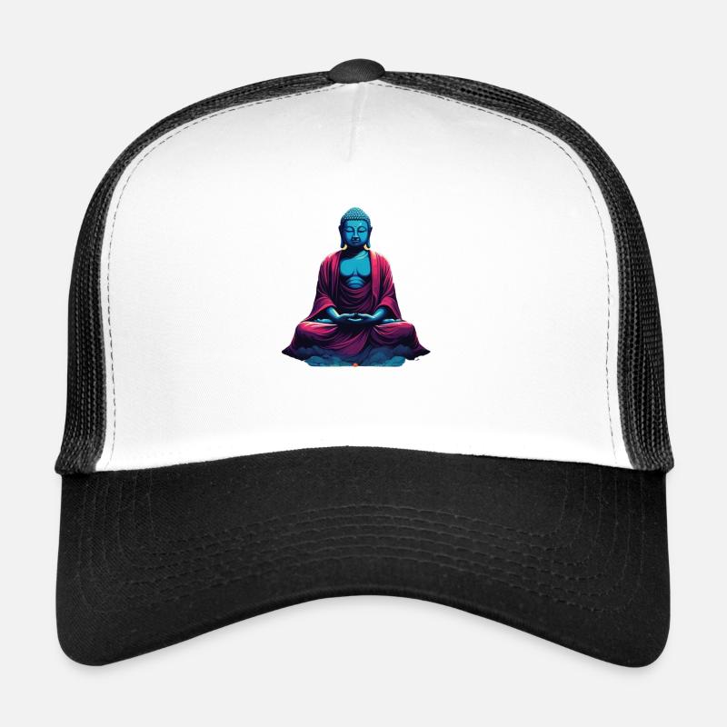 Blauer Buddha in Meditation Versenkung Dualität - Trucker Cap - Weiß/Schwarz