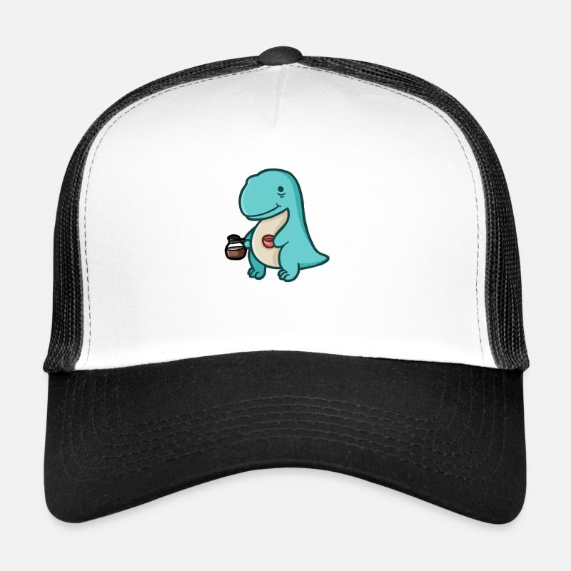 Hugadino Dino avec dépendance au café, mignon dinosaure Casquette trucker 