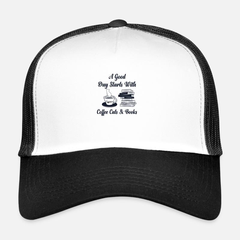 A Good Day Starts With Coffee And Cats Funny Cute - Trucker Cap - white/black