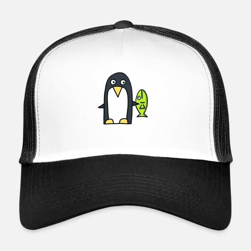 Pinguin mit Fisch Trucker Cap
