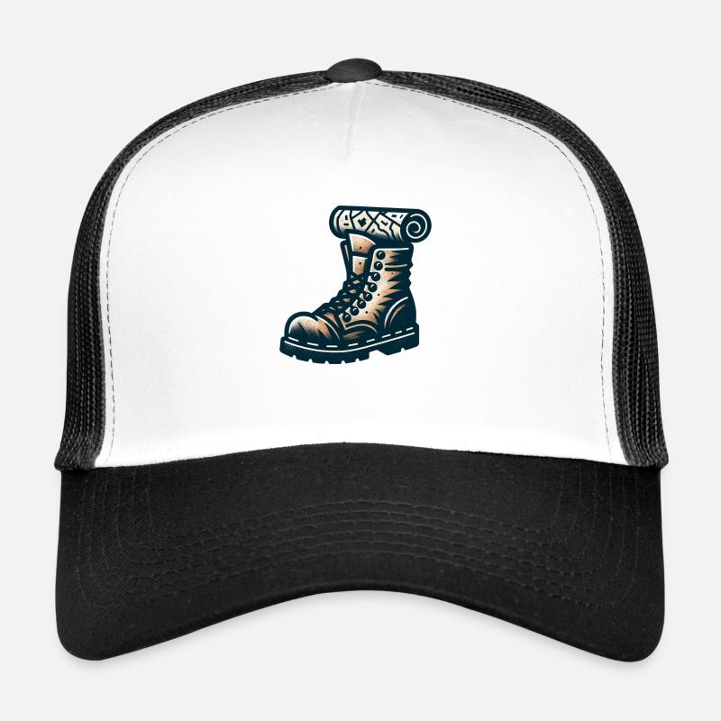 Explorer's Shoe with a Map Trucker Cap