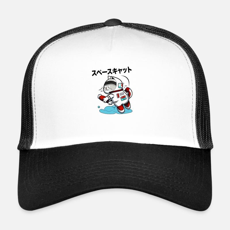 SPACE CAT JAPANISCH - Trucker Cap - Weiß/Schwarz