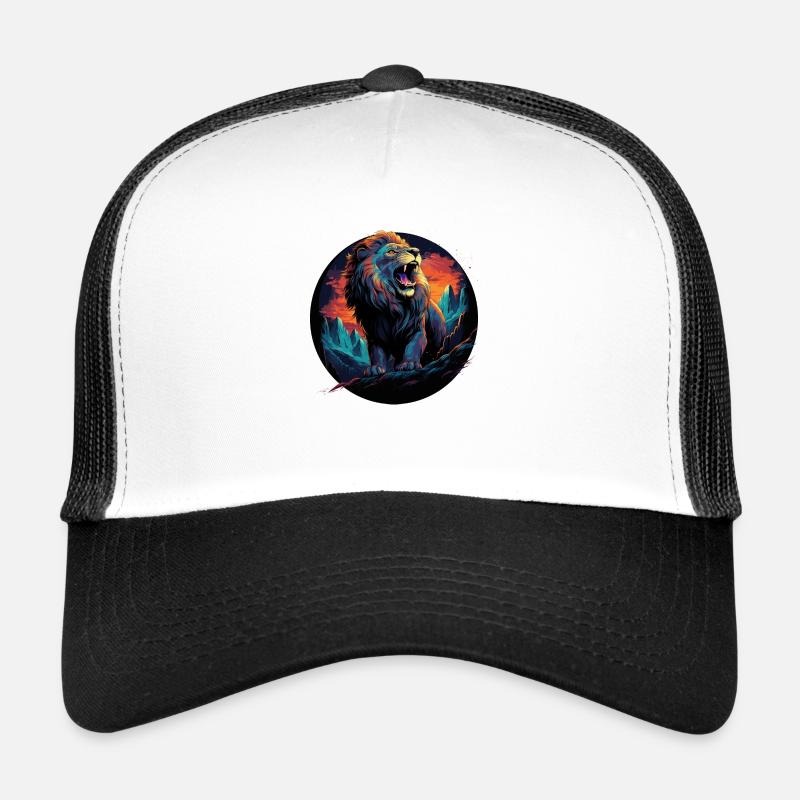 Löwe auf dem Berg Motivation Splatter Trucker Cap