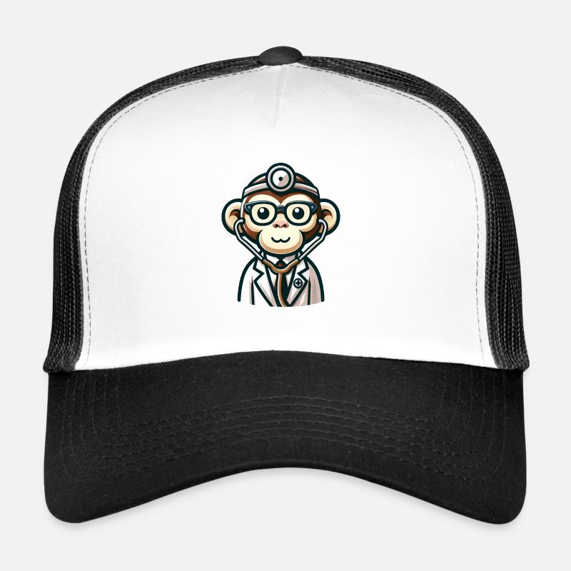 Médecin singe mignon - Casquette trucker  - blanc/noir