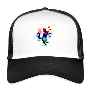 spielende Katze aquarell - Trucker Cap - Weiß/Schwarz - Vorne