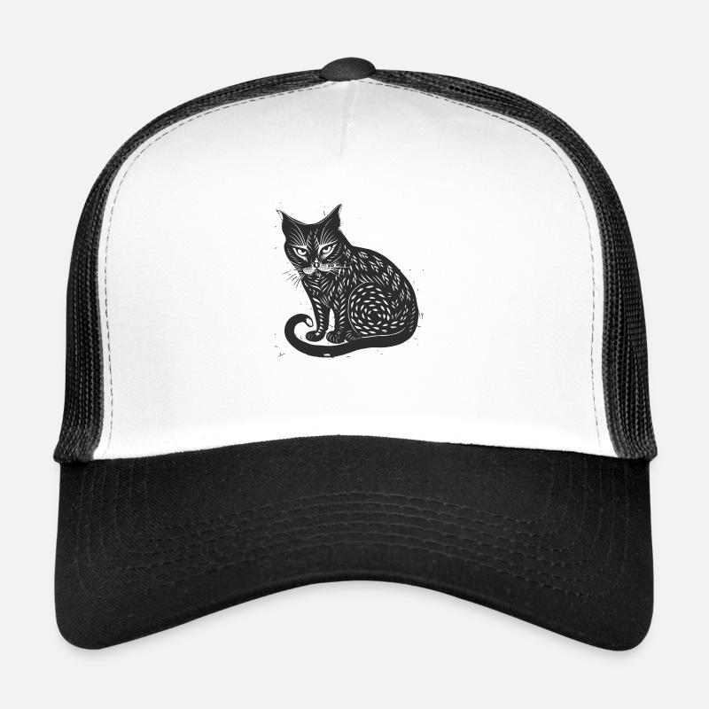 Chat noir chaton chaton Punt ronronner - Casquette trucker  - blanc/noir