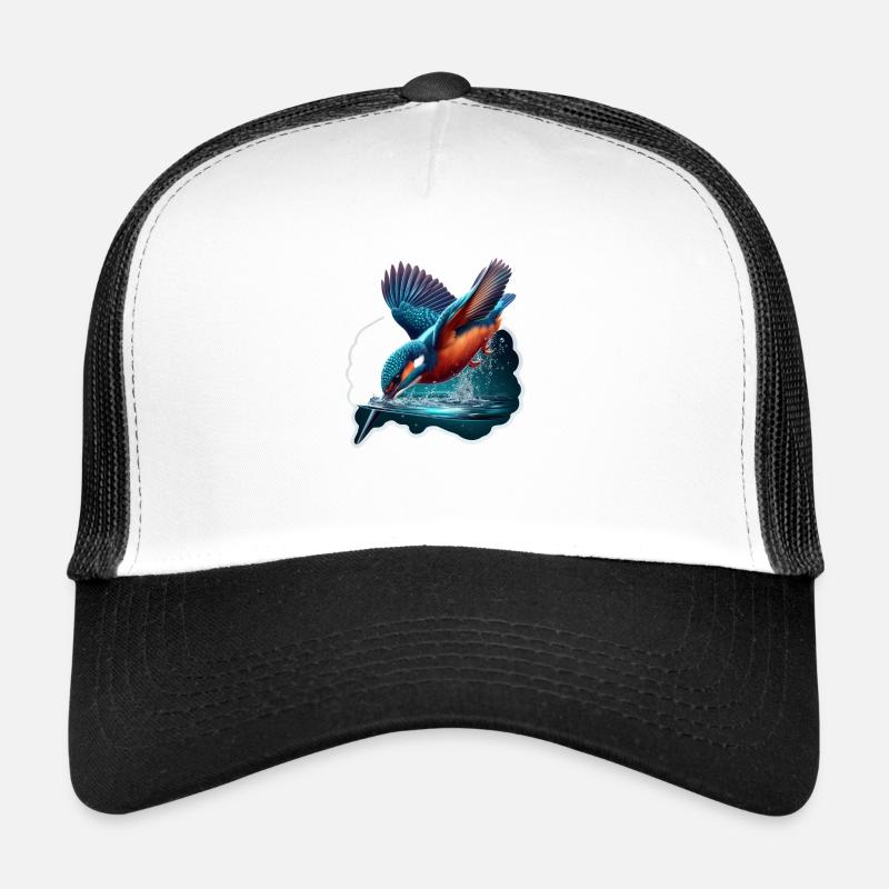 Kingfisher immerses in water - Trucker Cap - white/black