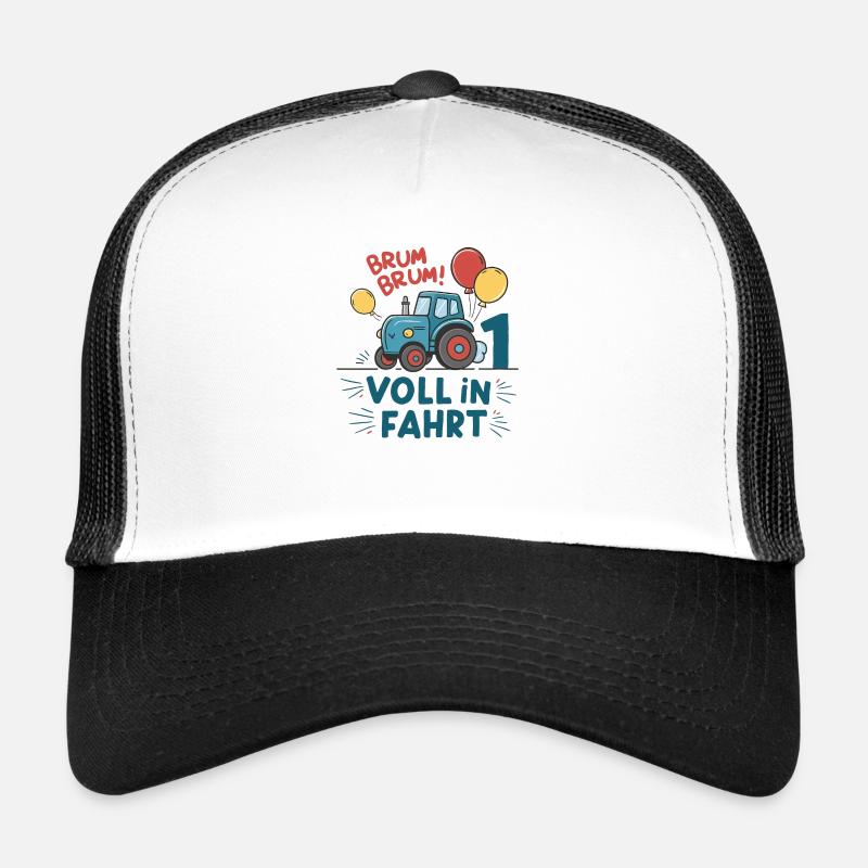 Cooler Traktor 1. Geburtstag: Bestseller Geschenk! - Trucker Cap - Weiß/Schwarz