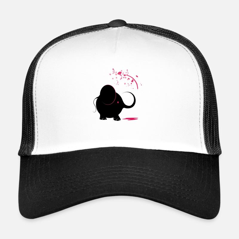 Schwarzer Elefant mit rosa Farbe Trucker Cap