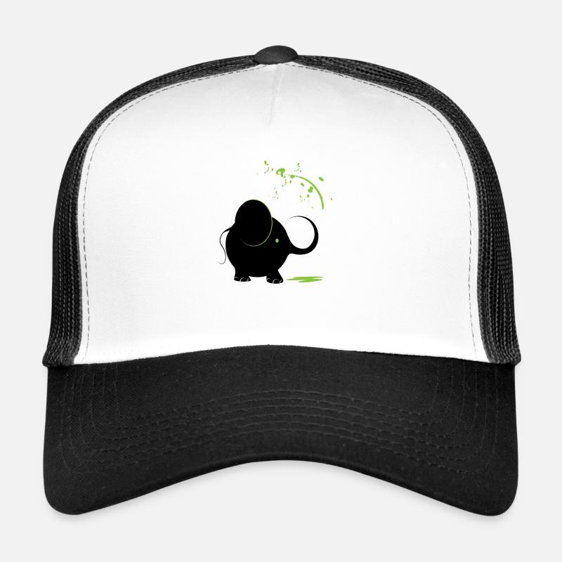 Black elephant with green paint - Trucker Cap - white/black