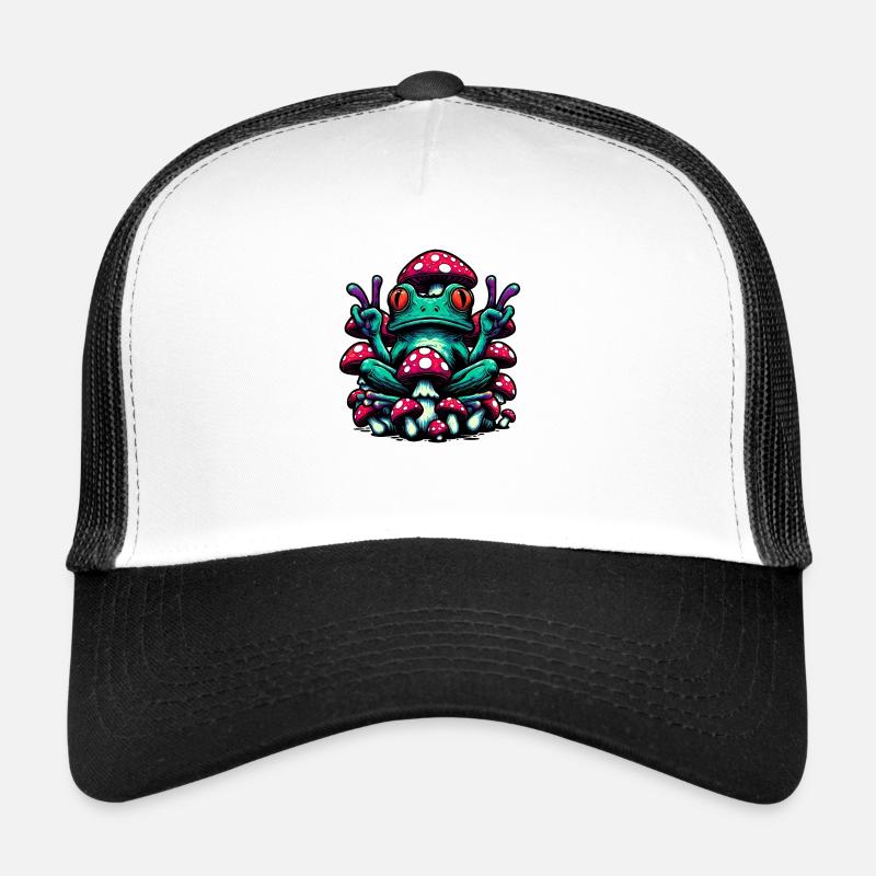 Grenouille au champignon - Casquette trucker  - blanc/noir