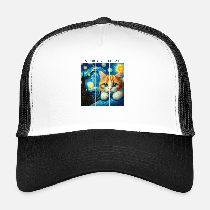 Starry Night Cat Trucker Cap
