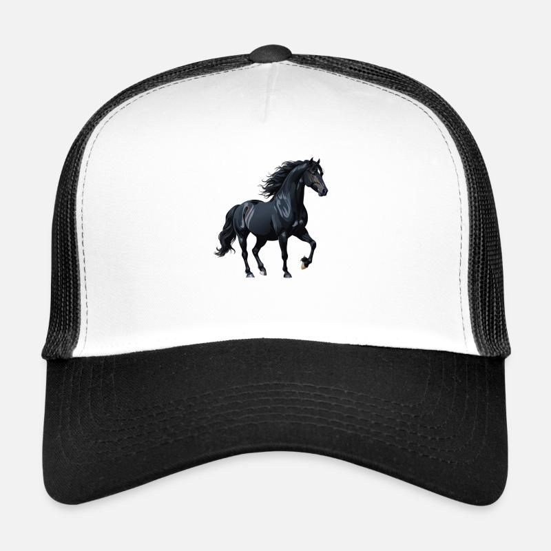 Black Stallion Silhouette - Trucker Cap - white/black