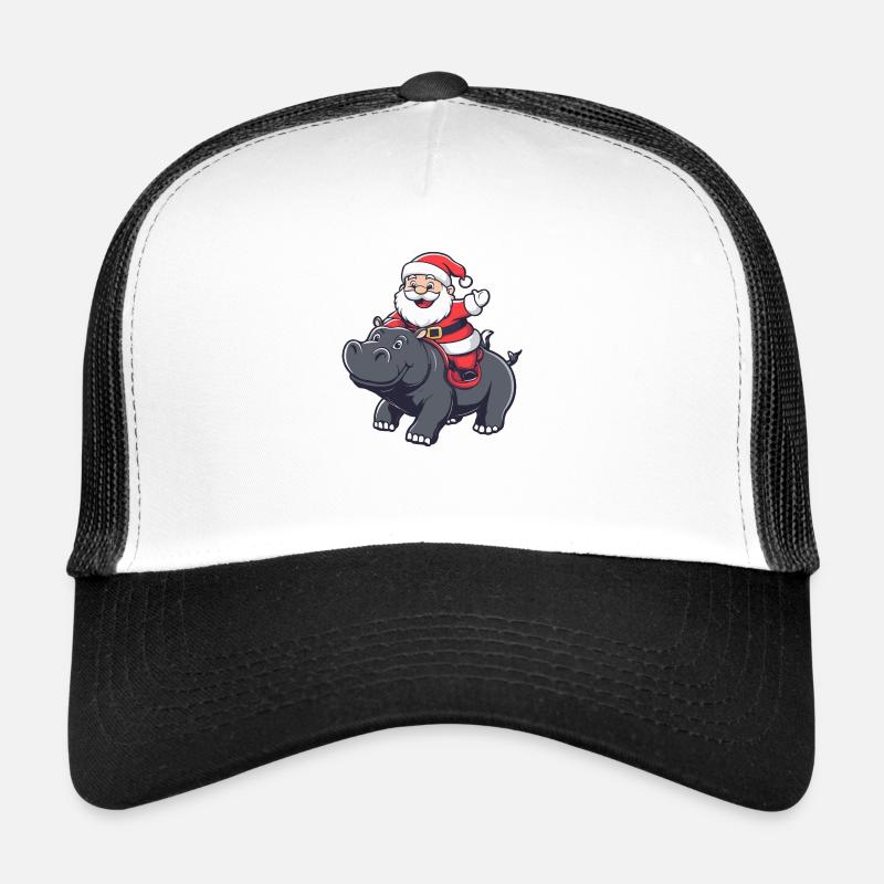 Hippopotame Père Noël dessin animé Casquette trucker 