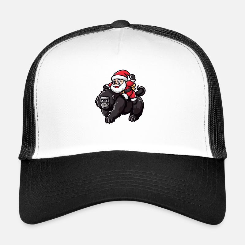Gorilla Santa Claus Cartoon - Trucker Cap - white/black