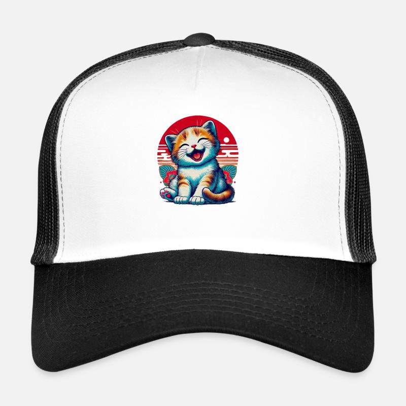 Entzückendes glückliches Kätzchen - Trucker Cap - Weiß/Schwarz