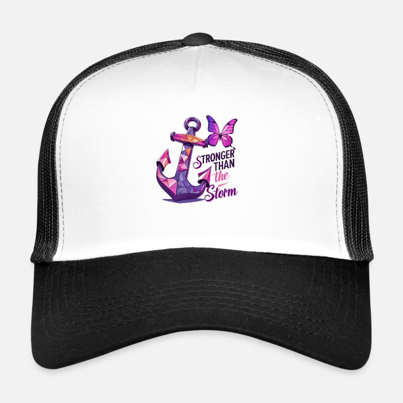 Phrase de sensibilisation au cancer du sein Plus fort que la tempête Casquette trucker 