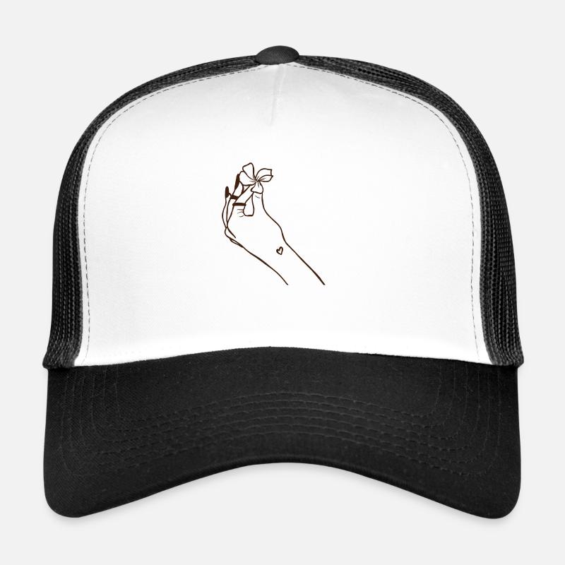 Hand mit Blüte - Trucker Cap - Weiß/Schwarz