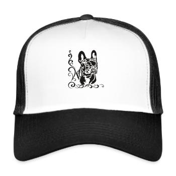 French Bulldog - Trucker Cap - Weiß/Schwarz - Vorne