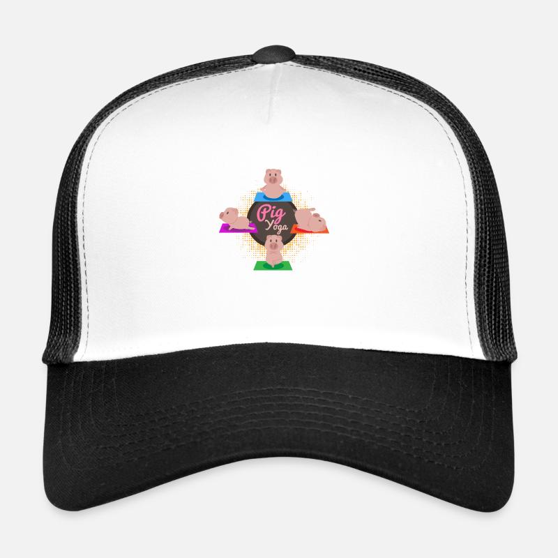 Pig Yoga Funny - Gift Idea - Trucker Cap - white/black