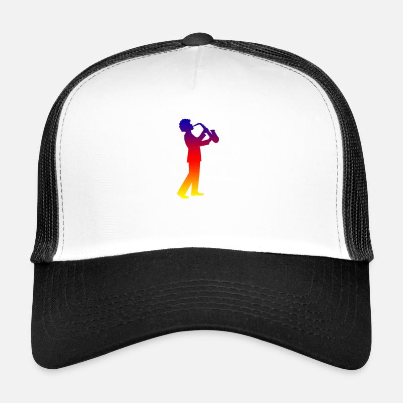 Musik Saxophon Guy Jazz Retro Vintage-Geschenkidee - Trucker Cap - Weiß/Schwarz