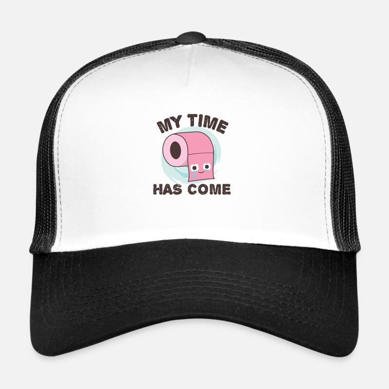 Toilettenpapier "Meine Zeit ist gekommen", lustiger WC-Witz - Trucker Cap - Weiß/Schwarz