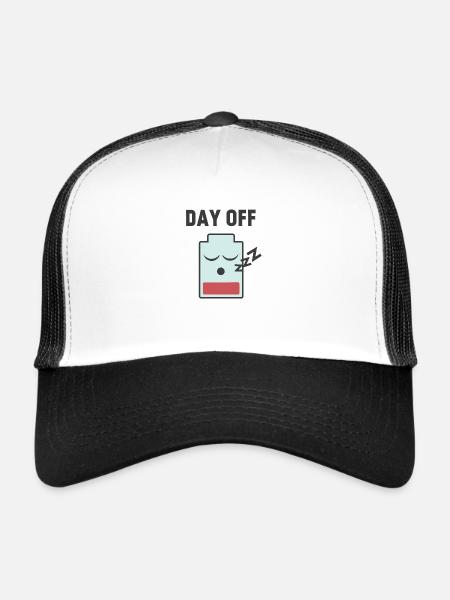 Jour de congé, icône de batterie faible - Casquette trucker  - blanc/noir - Devant