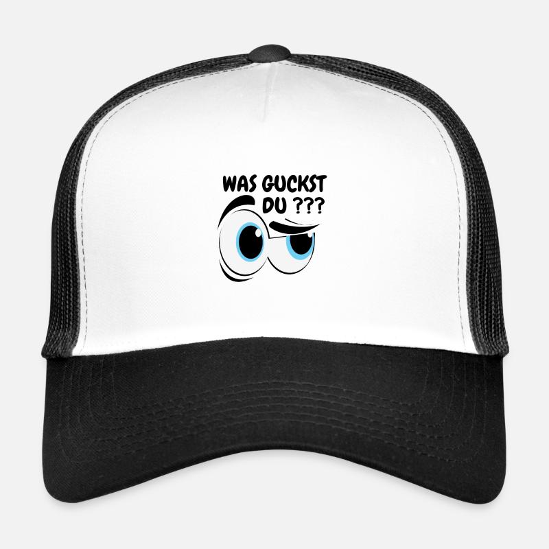 WAS GUCKST DU !?? - Trucker Cap - Weiß/Schwarz