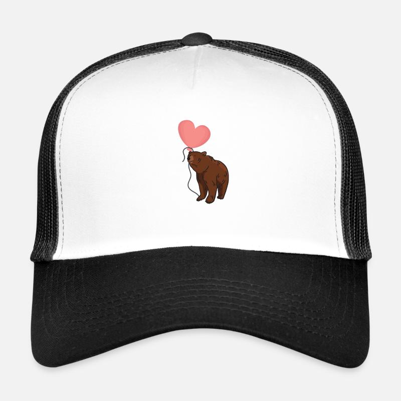 Bear with heart balloon - Trucker Cap - white/black