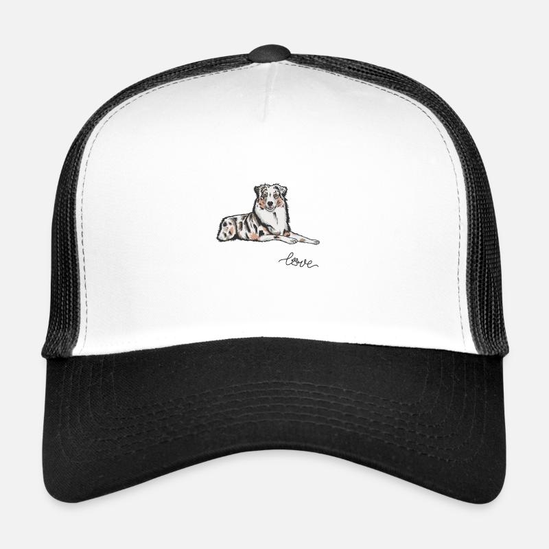 Australian Shepherd Hund Aussie Hundemama - Trucker Cap - Weiß/Schwarz