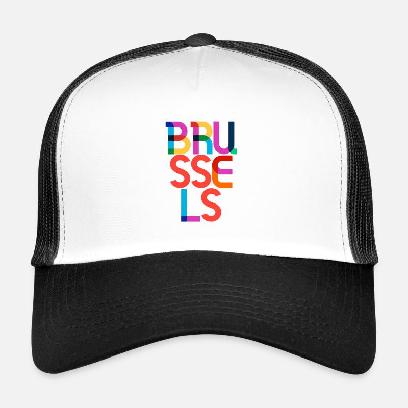 Brussels Belgium Pop Art Letters Trucker Cap