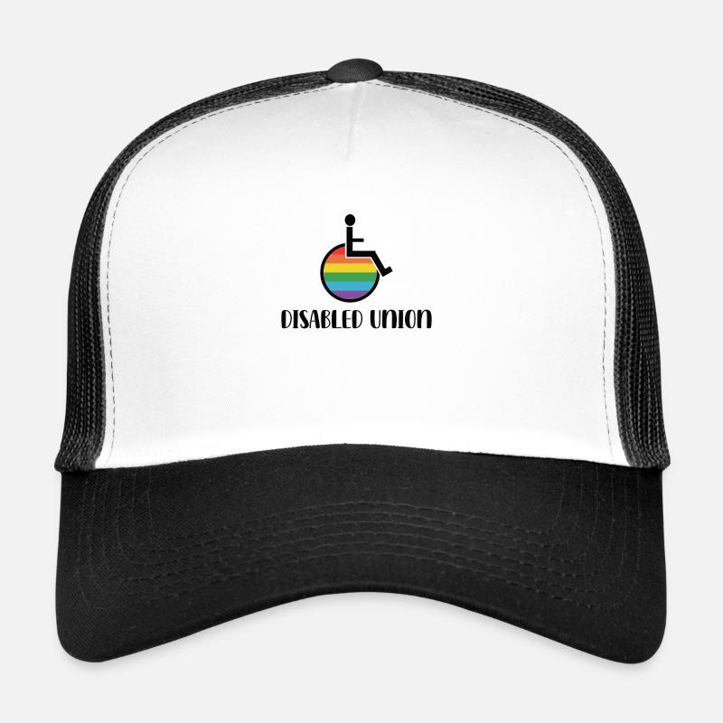 LGBTQ Rollstuhlunterstützung Rainbow Flag - Trucker Cap - Weiß/Schwarz