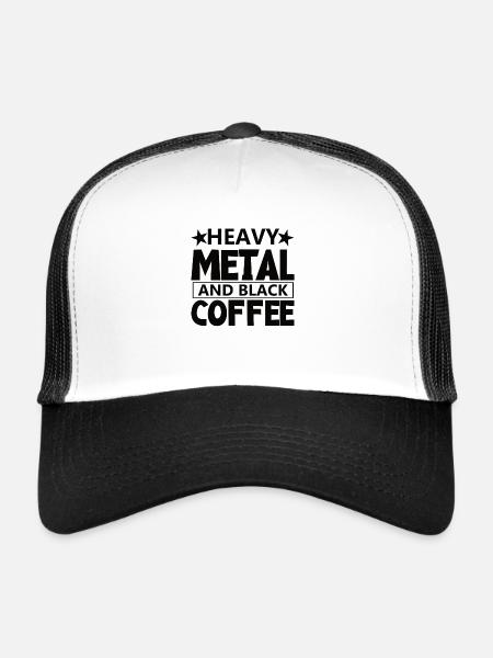 Café et Heavy Metal Rock Heavy Metal Metalhead - Casquette trucker  - blanc/noir - Devant