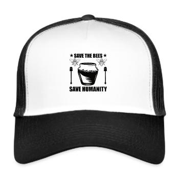 Biene - Trucker Cap - Weiß/Schwarz - Vorne